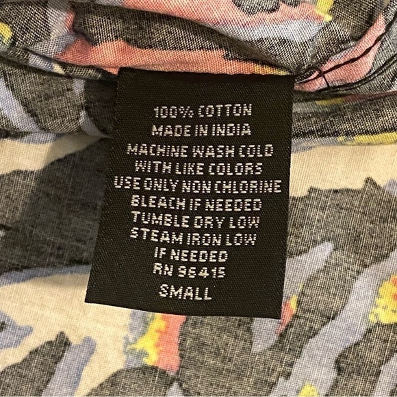 Super Massive Colorful Wavy Pattern Button Down Short Sleeves Shirt Men's Size S - Picture 7 of 9